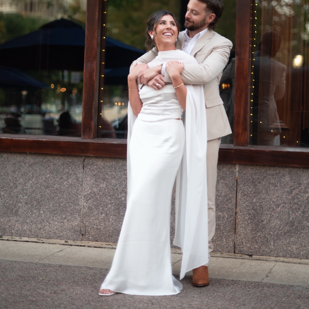 Anthropologie Mare Mare White Satin Maxi Three Piece Dress